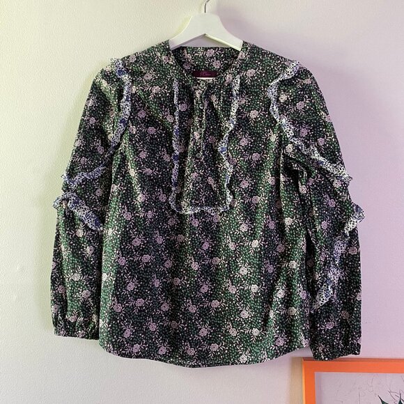 J. Crew Tops - J.Crew (Liberty of London) Ruffled Sleeve Blouse. Size XS. 100% Cotton.
